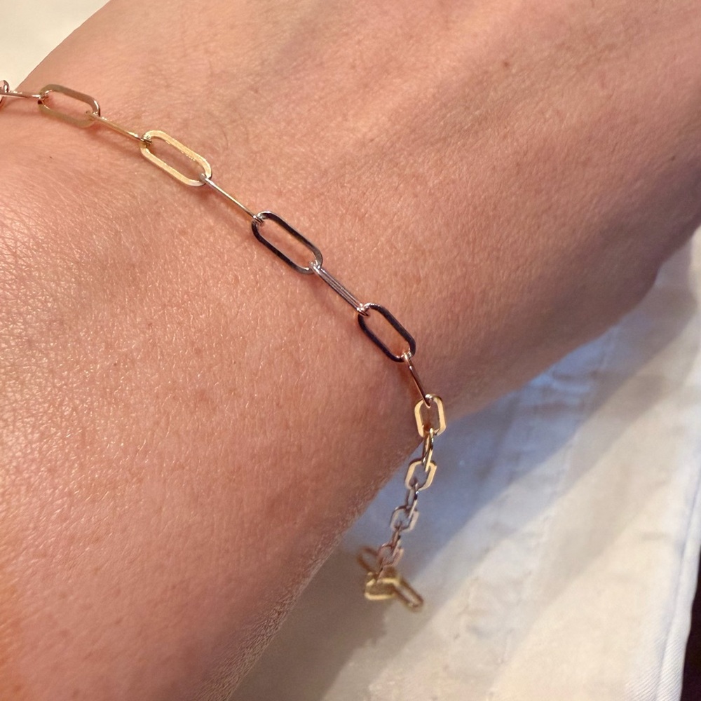 Elegant Three-Tone STERLING SILVER Chain Bracelet